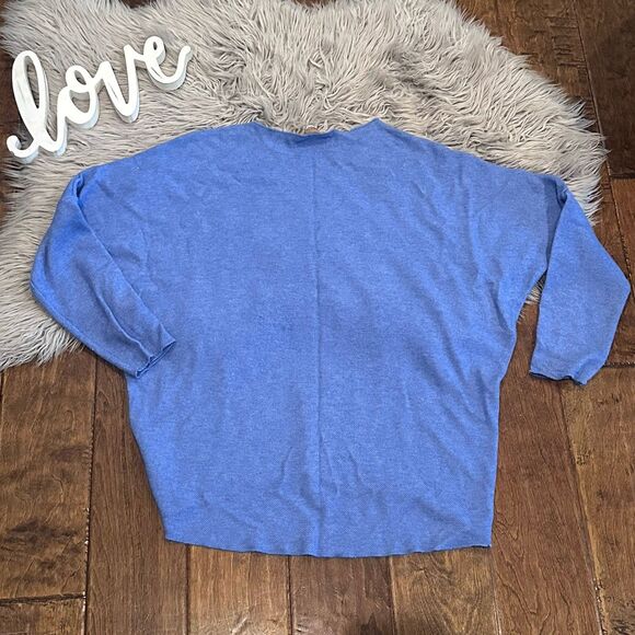 Free For Humanity Sweater Size 6 Viscose Blue Stars Quarter Sleeves Italy - Picture 4 of 5